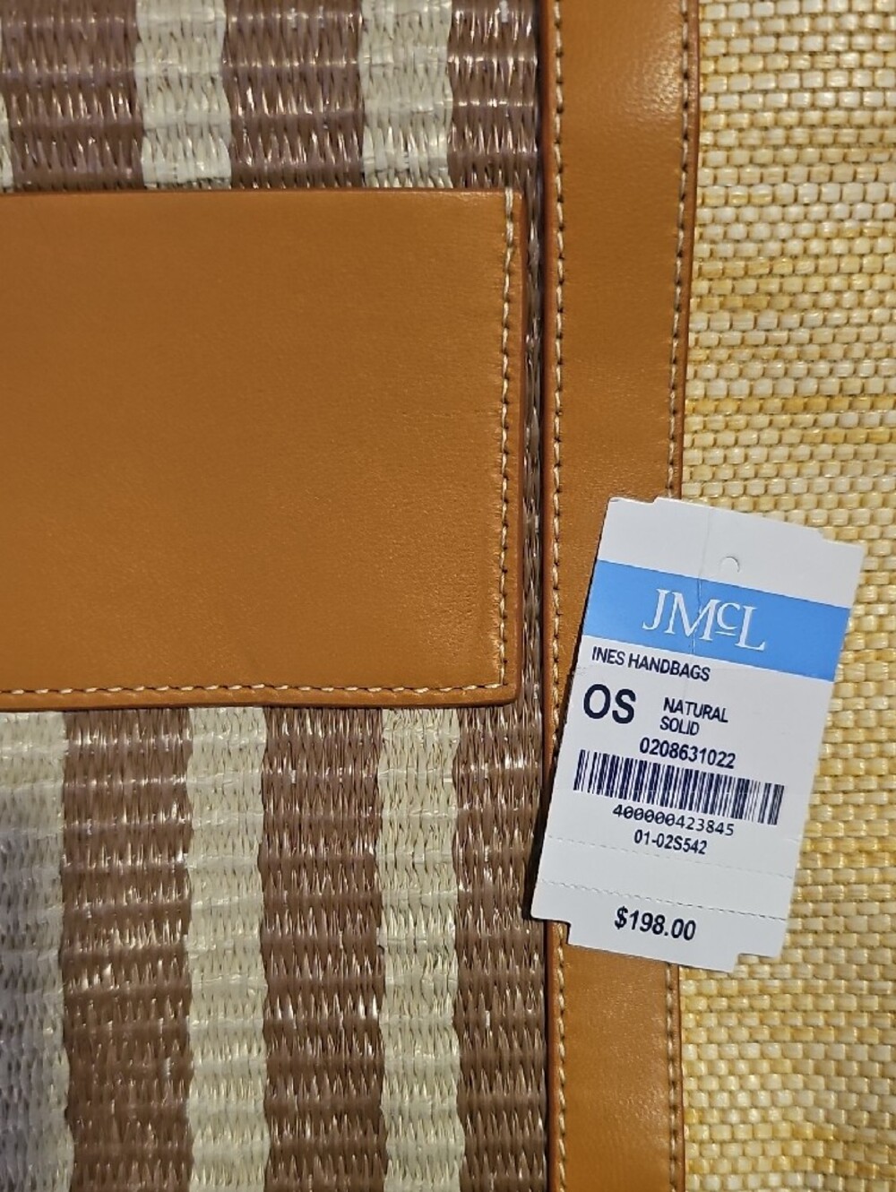 J. McLaughlin Tan and Brown Woven Duffel Tote - Picture 3 of 9